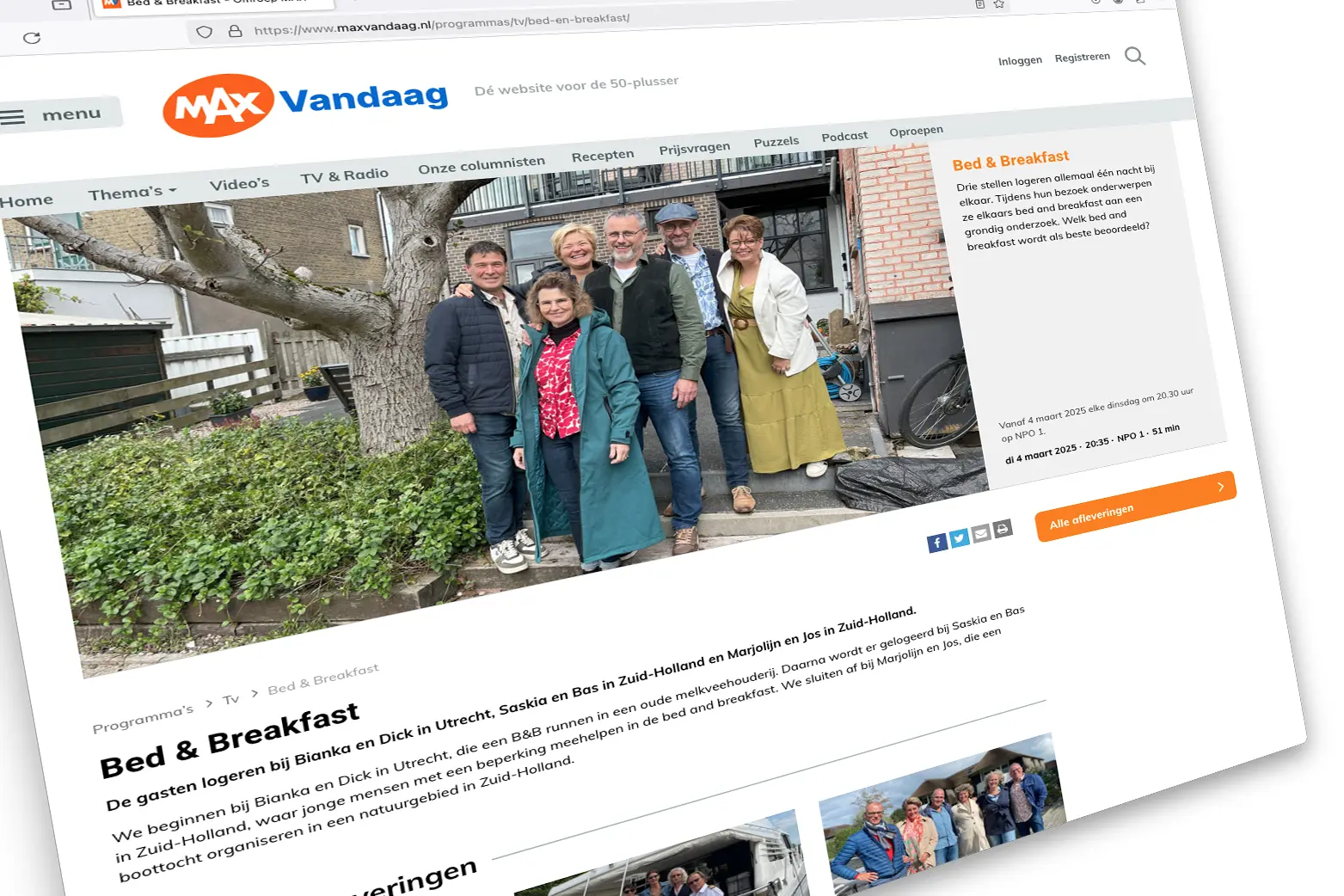 Nieuw seizoen Bed & Breakfast start op 4 maart 2025!